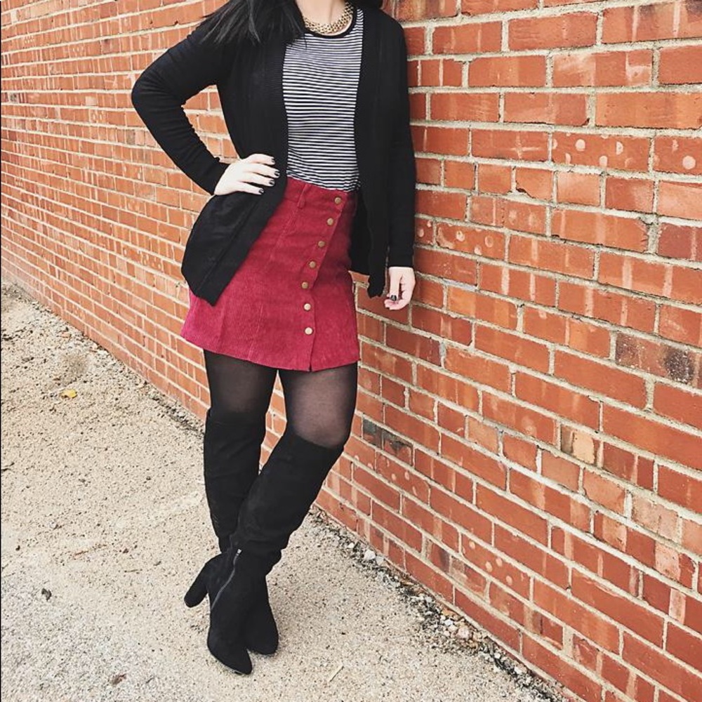 Corduroy Skirt - BURGUNDY